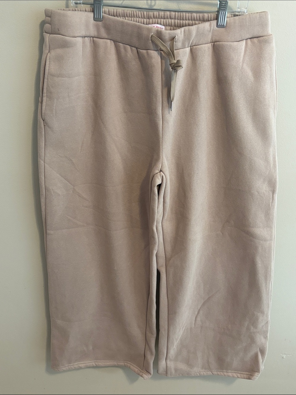 Discount Divas 3xl Neutral Beige Drawstring Sweatpants wide leg